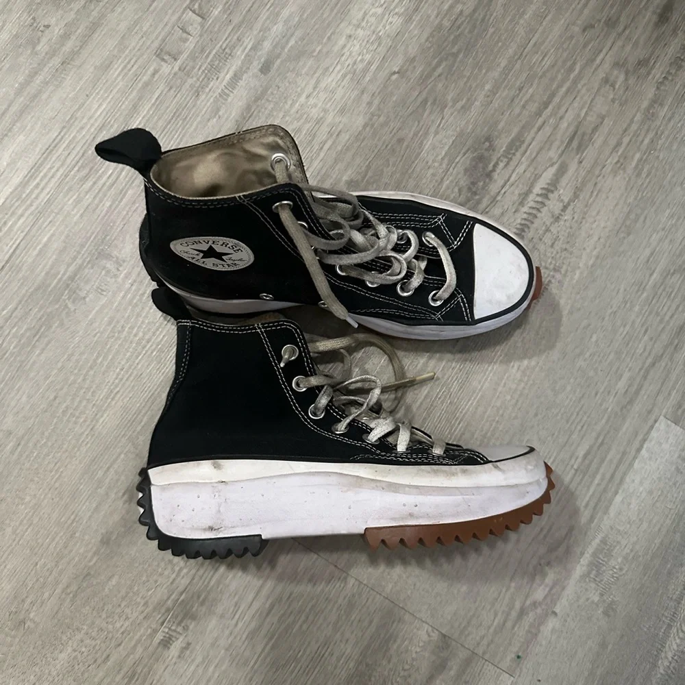 Converse Black High-Tops with White and Brown Soles platform style Sz 7